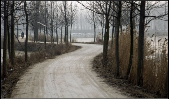 雾霾里的黄河故道
