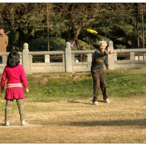 玩飞碟的爷孙俩