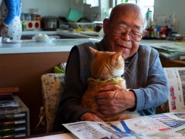 94岁的祖父与陪伴他的猫Kinako｜摄影师Akiko DuPont