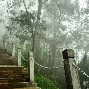 冒雨登山、体力不支、折回----