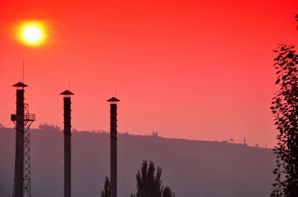 使用渐变红镜拍落日