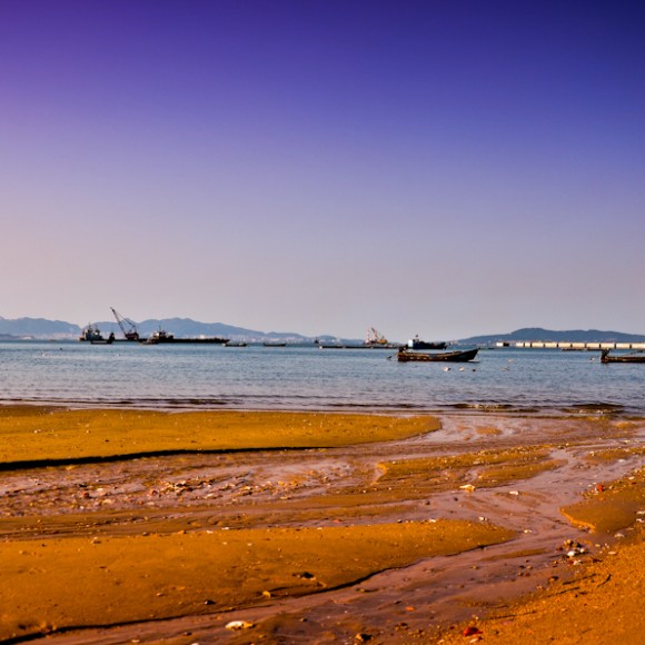 威海醉美渔舟晚霞