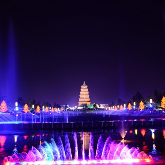 大雁塔的夜景！