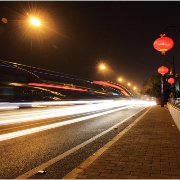 城墙边的夜景 慢门光景————