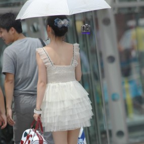 捕捉最美的曲线，抓拍最美的瞬间之白色纱裙美腿美眉28张