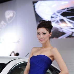 9.30车展气质高雅蓝衣模特！