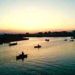 晚霞东魁河畔垂钓