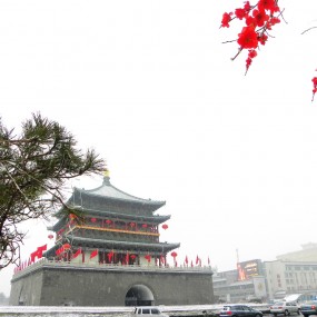 钟鼓楼广场拍雪景