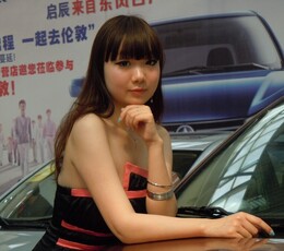 西安车展的美女车模。