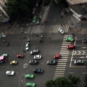 西安市某小区高层俯拍黄雁村十字交通枢纽微缩景观！