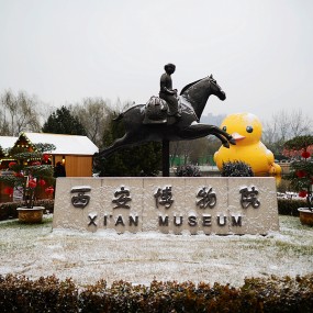 西安小雁塔庙会和雪景