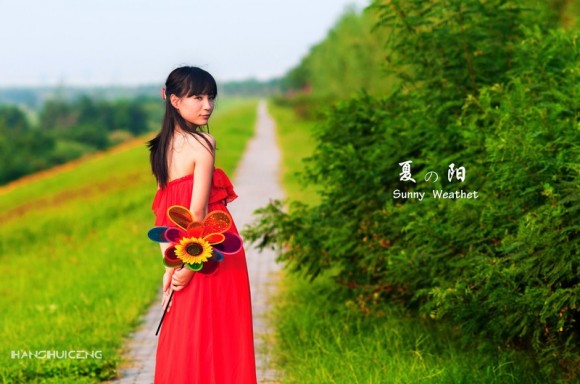 草滩外拍 红衫妹妹