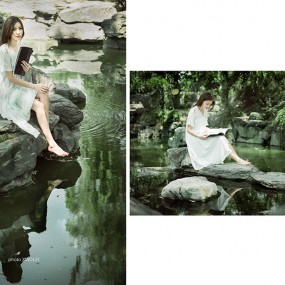 亭台楼阁画中女， 人脉脉， 水悠悠， 几多欢喜几多愁。